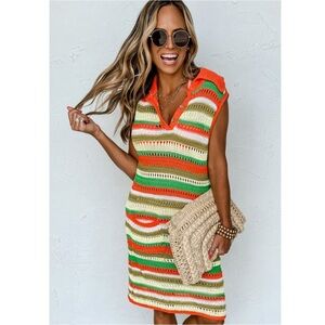 Colorful Striped Crochet Dress